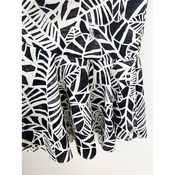 Whit Two Anthropologie Women's Claudia Swing Black White Leaf Print Mini Dress - Picture 7 of 9